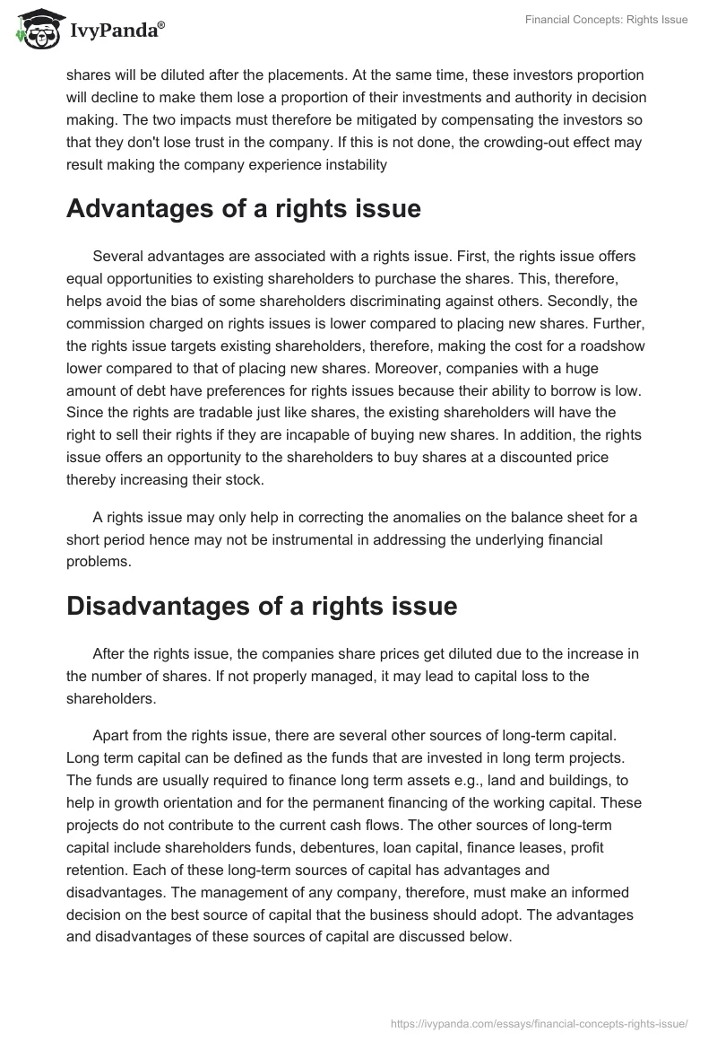 Financial Concepts: Rights Issue. Page 2