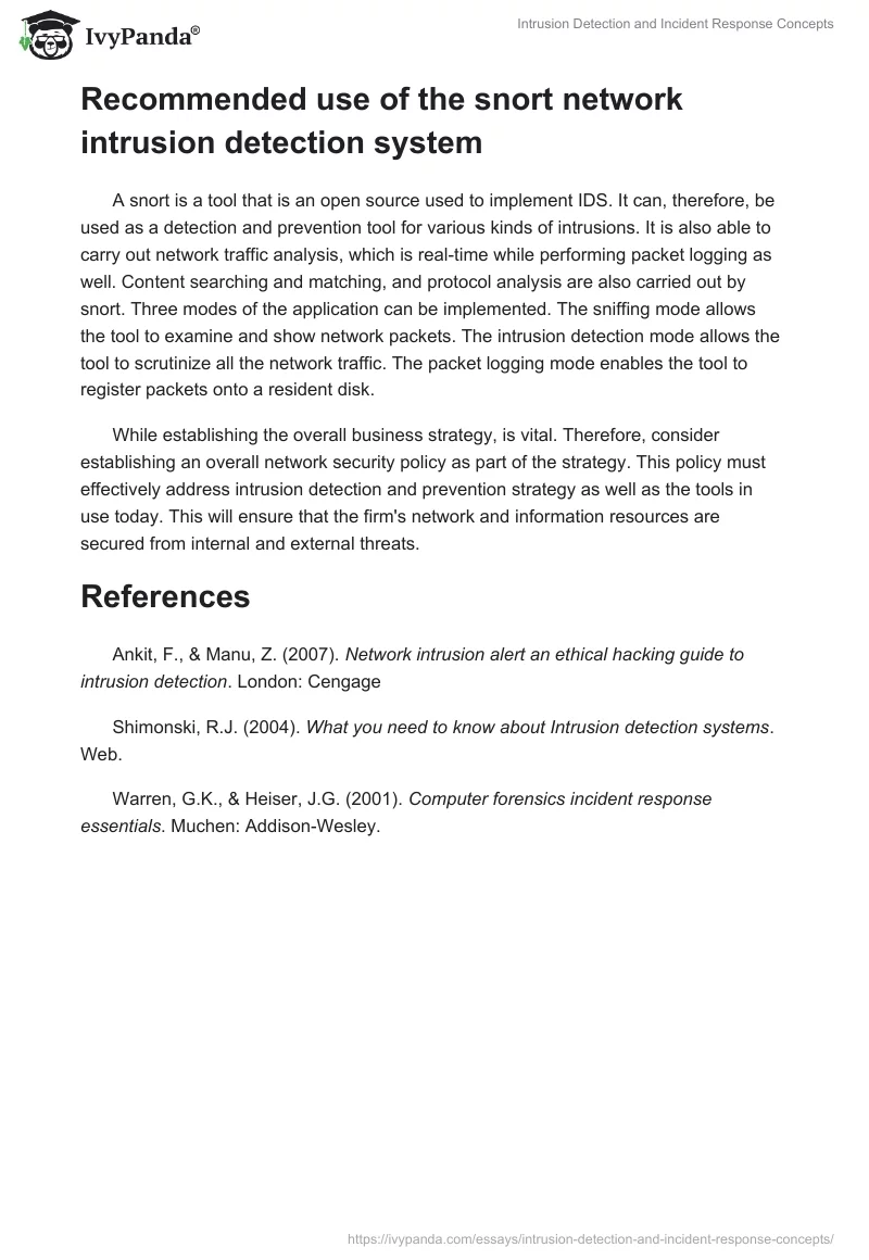 Intrusion Detection and Incident Response Concepts. Page 5