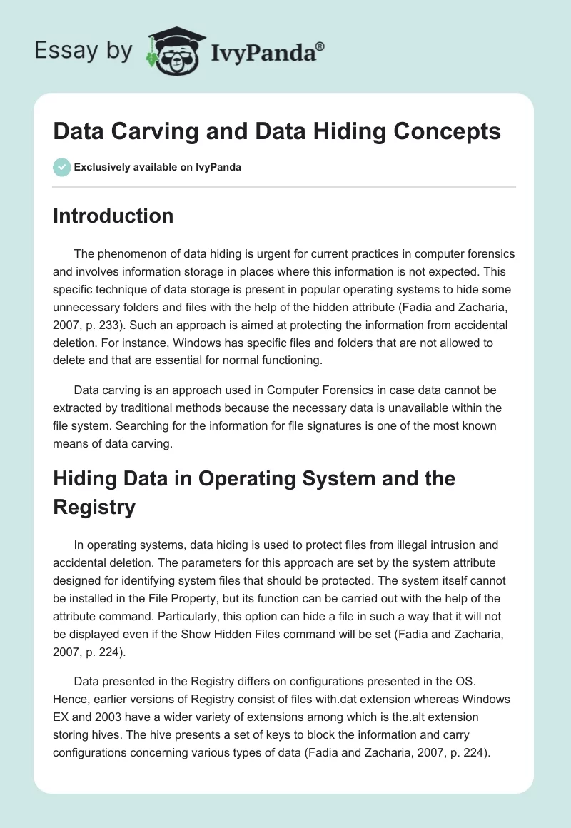Data Carving and Data Hiding Concepts. Page 1