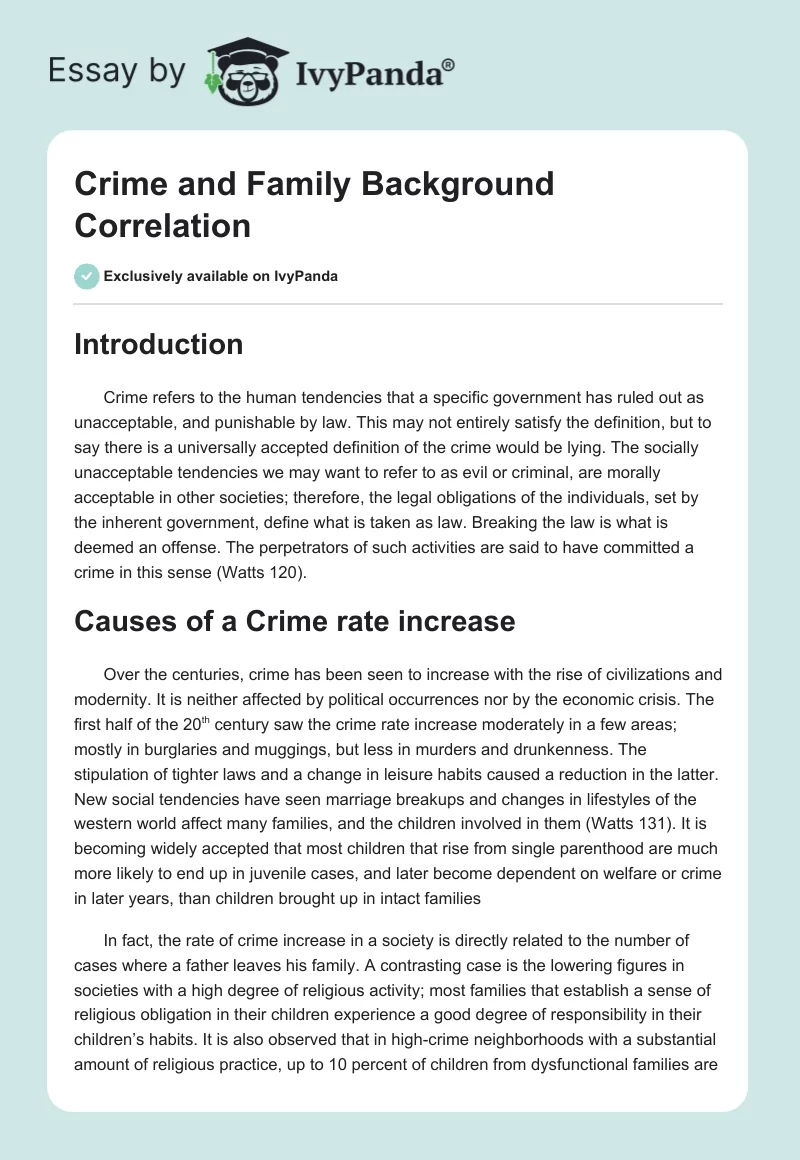 Crime and Family Background Correlation. Page 1