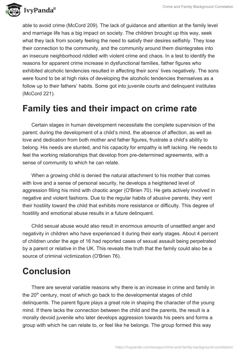 Crime and Family Background Correlation. Page 2