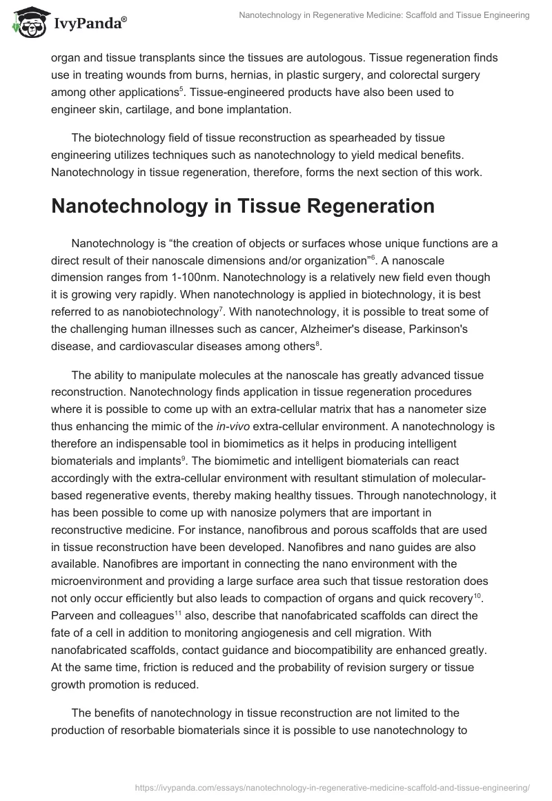 Nanotechnology in Regenerative Medicine: Scaffold and Tissue Engineering. Page 2