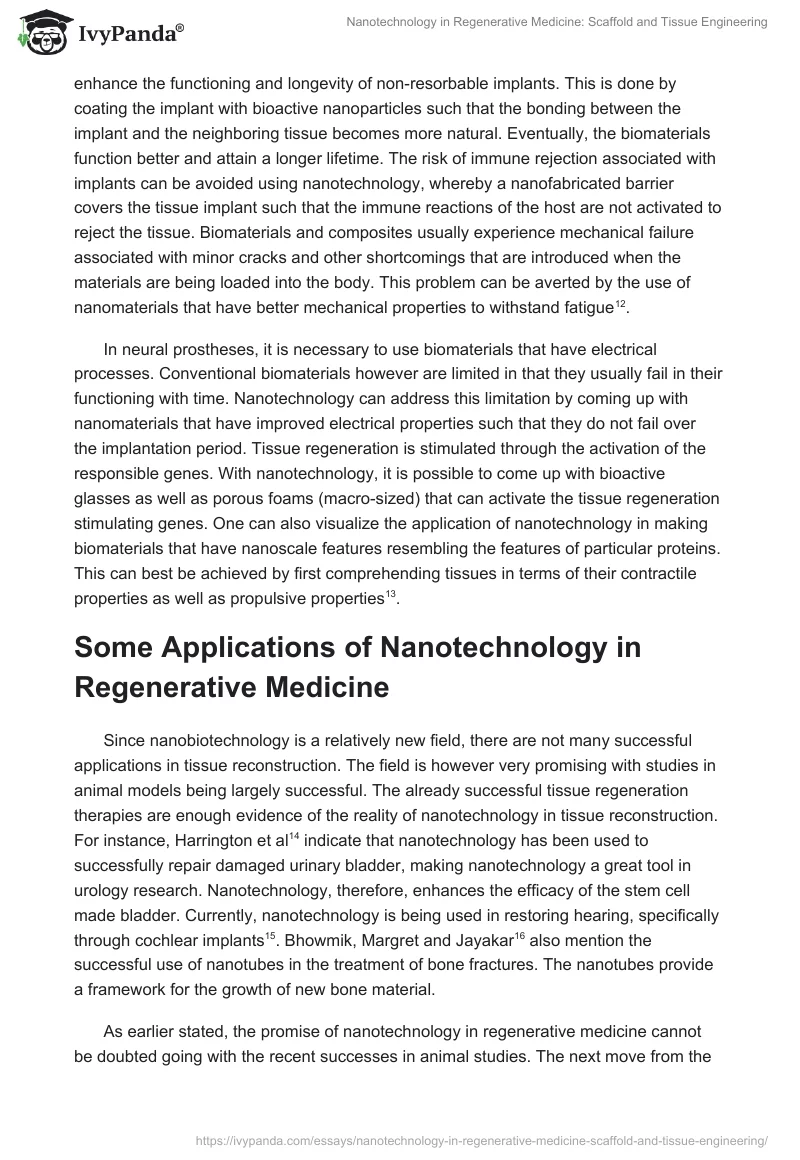 Nanotechnology in Regenerative Medicine: Scaffold and Tissue Engineering. Page 3
