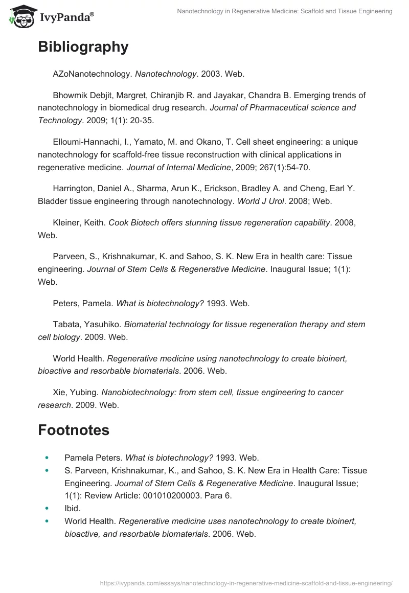 Nanotechnology in Regenerative Medicine: Scaffold and Tissue Engineering. Page 5