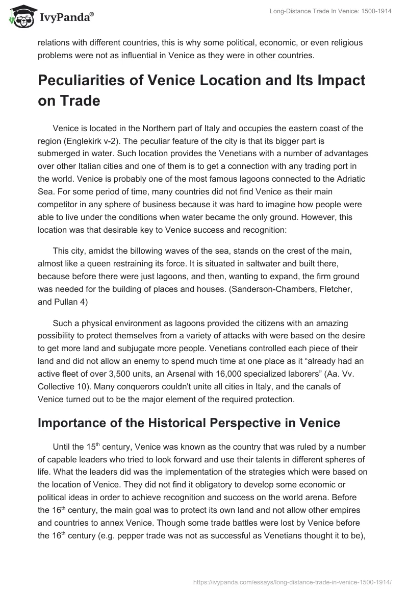 Long-Distance Trade In Venice: 1500-1914. Page 2