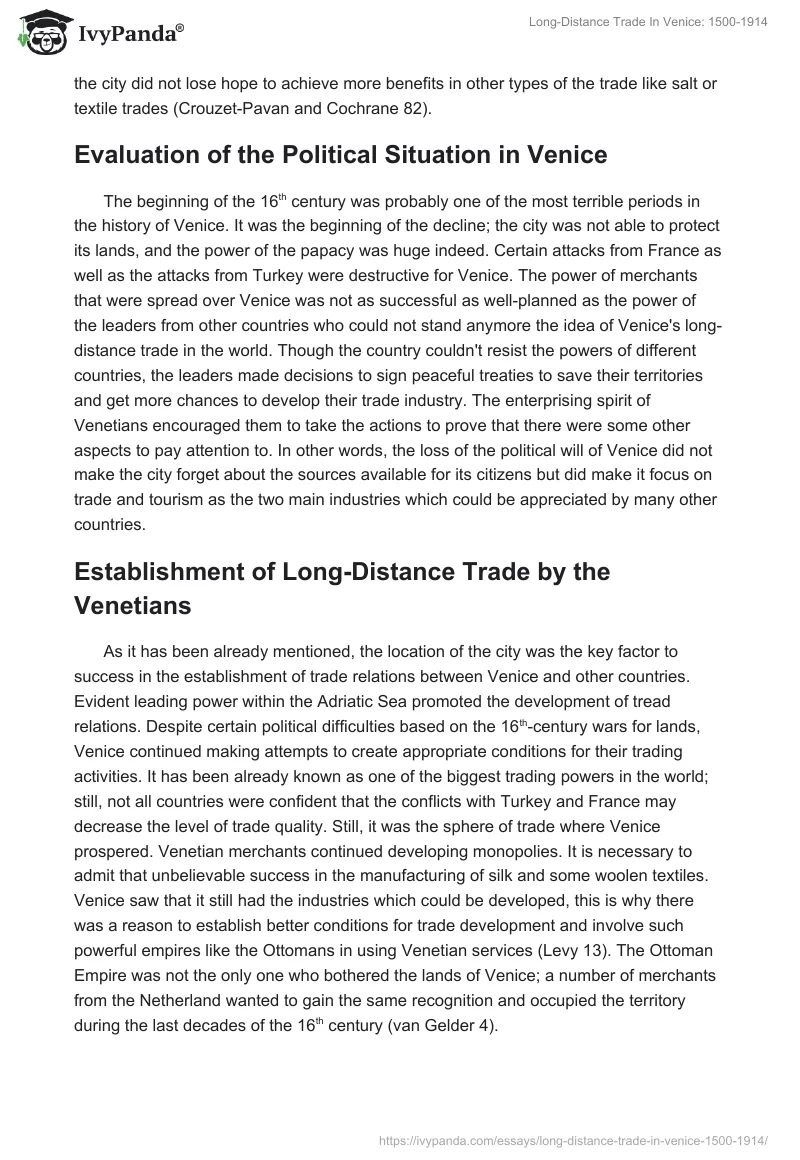 Long-Distance Trade In Venice: 1500-1914. Page 3