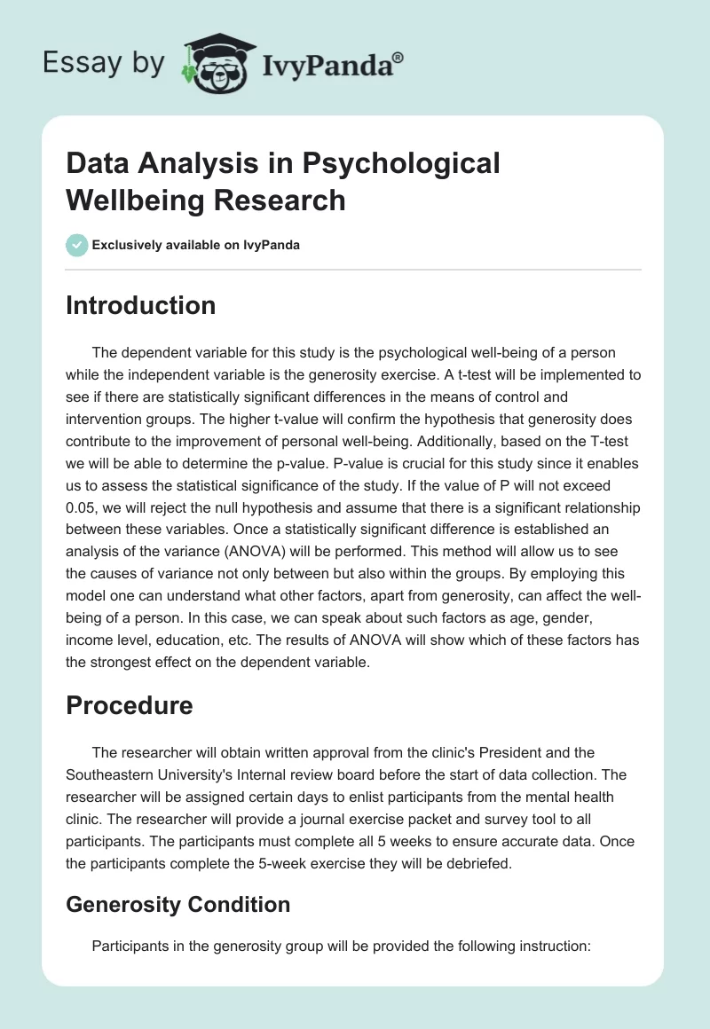 Data Analysis in Psychological Wellbeing Research. Page 1