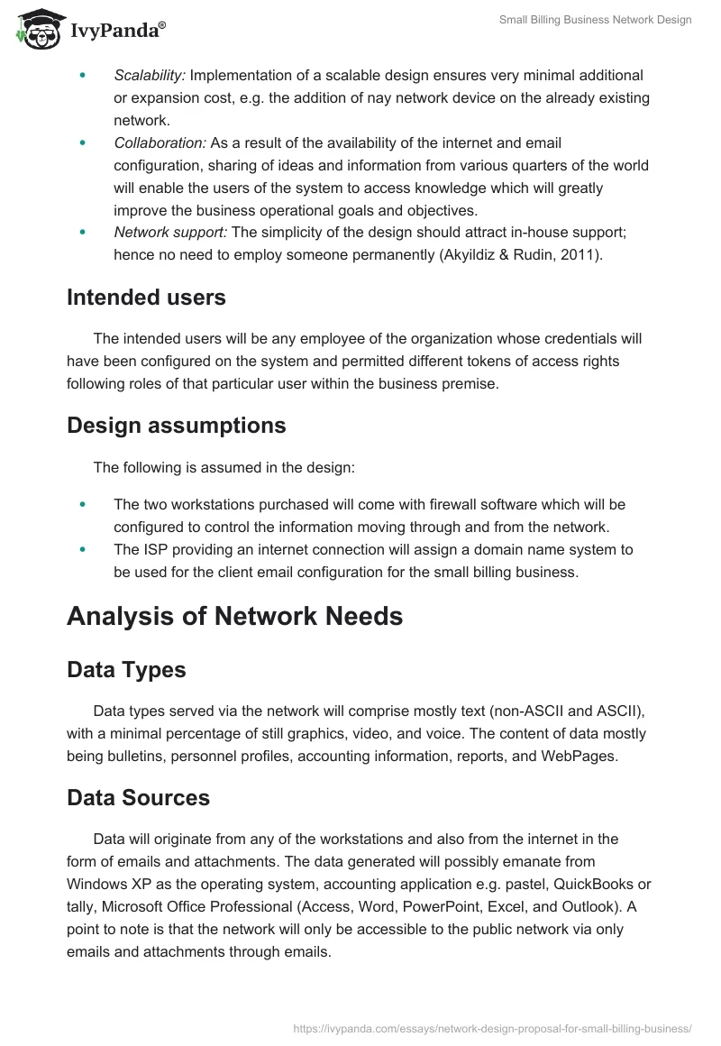 Small Billing Business Network Design. Page 2