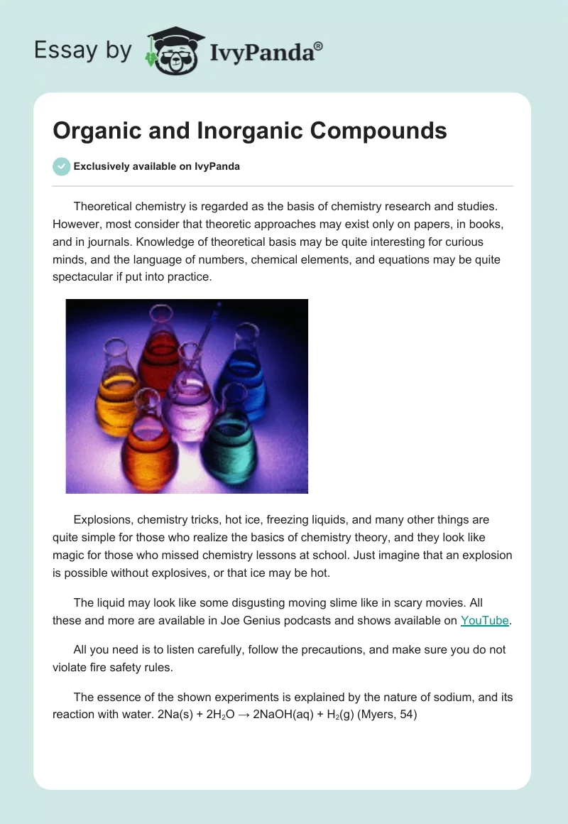 Organic and Inorganic Compounds. Page 1