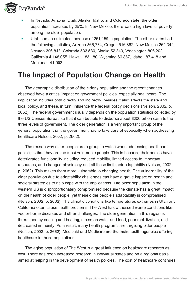 Aging Population in the Western United States. Page 2