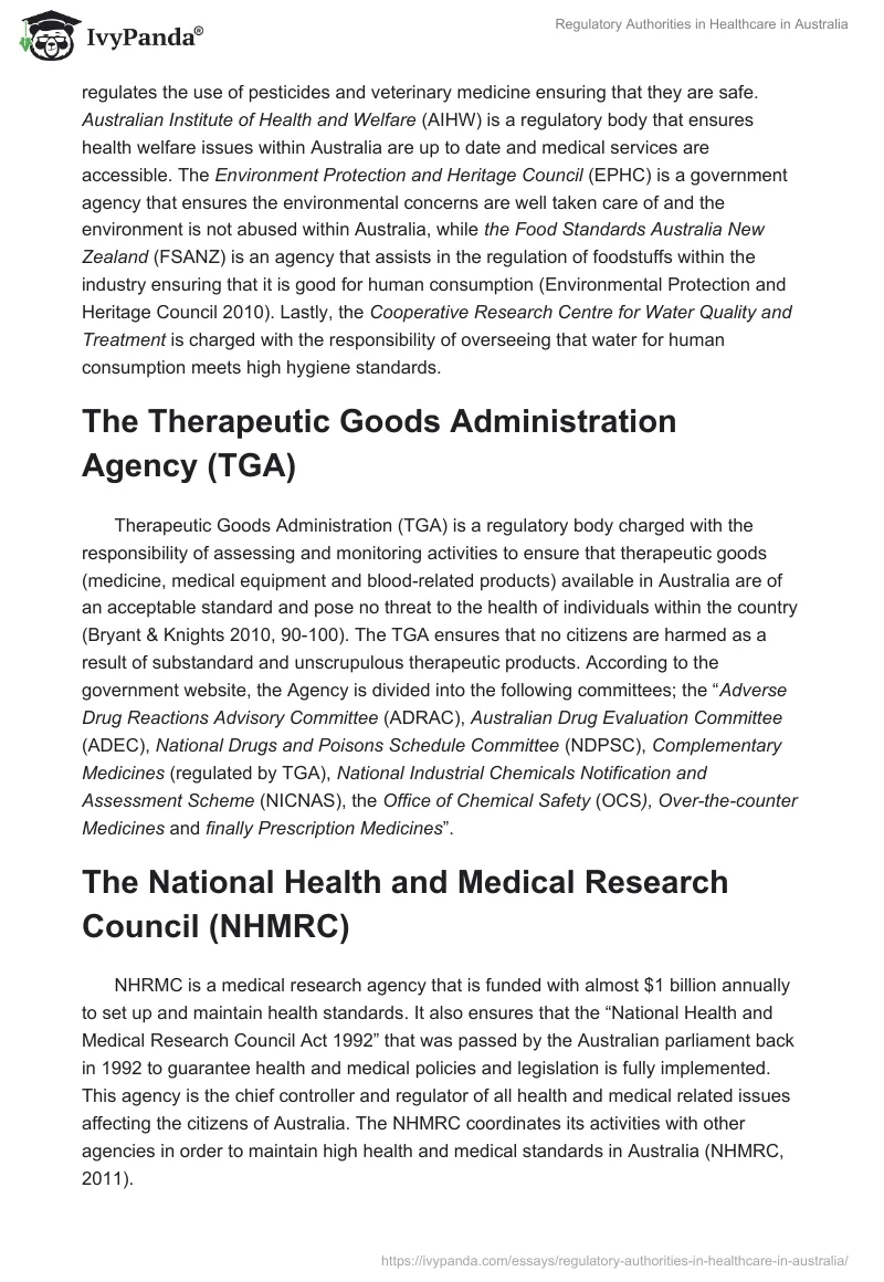 Regulatory Authorities in Healthcare in Australia. Page 2