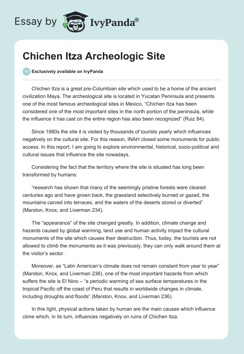 Chichen Itza Archeologic Site. Page 1