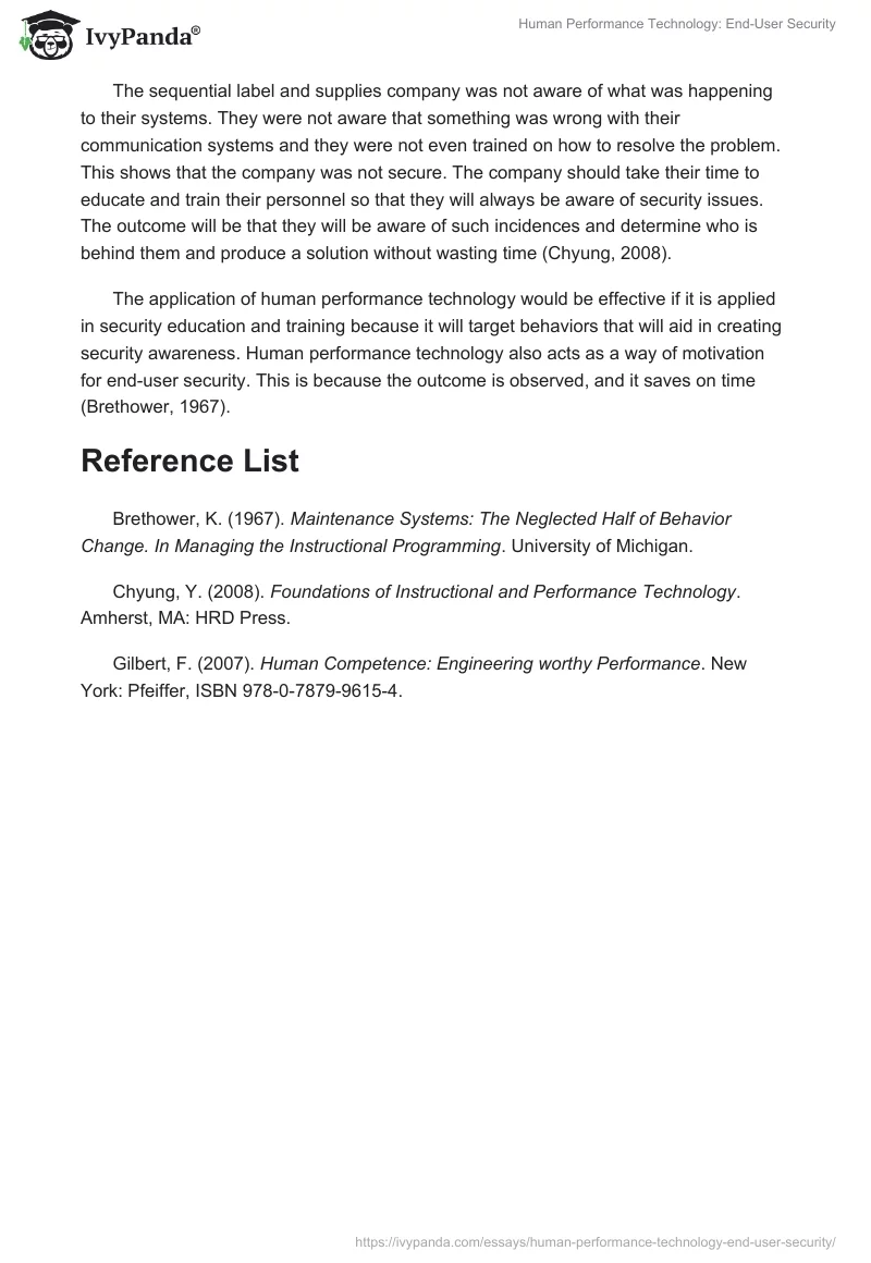 Human Performance Technology: End-User Security. Page 2