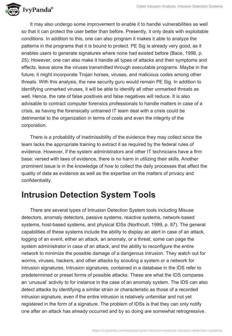 Cyber Intrusion Analysis: Intrusion Detection Systems. Page 4
