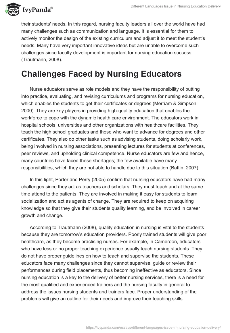 Different Languages Issue in Nursing Education Delivery. Page 5