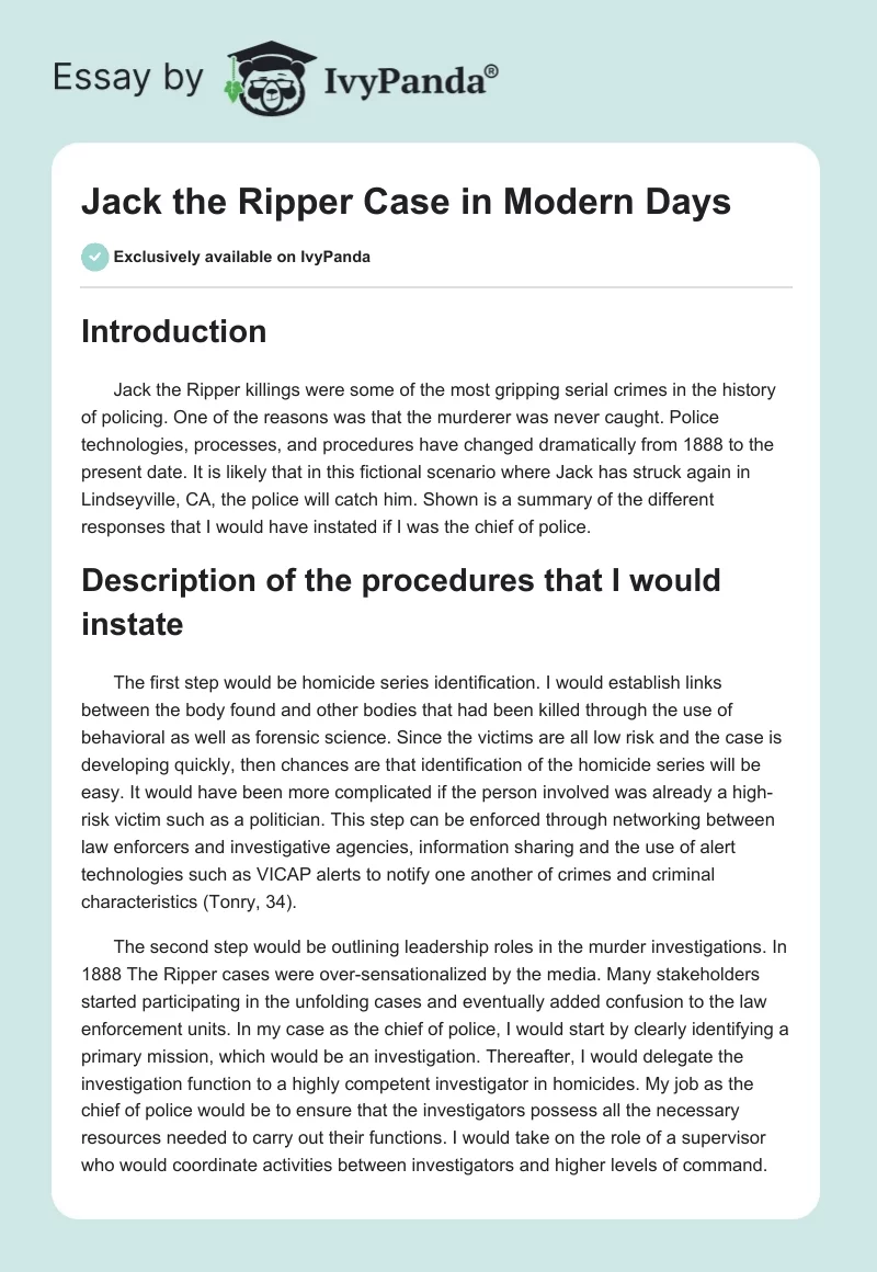Jack the Ripper Case in Modern Days. Page 1