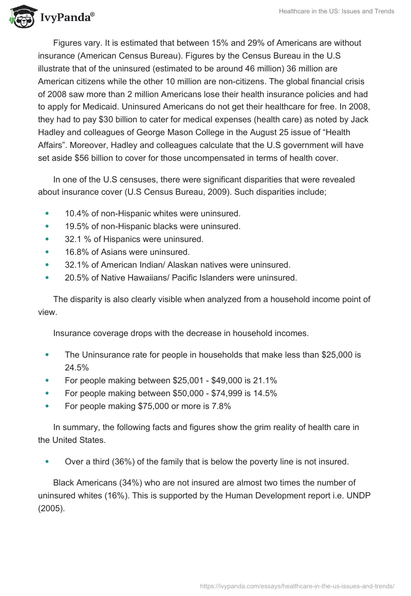 Healthcare in the US: Issues and Trends. Page 2