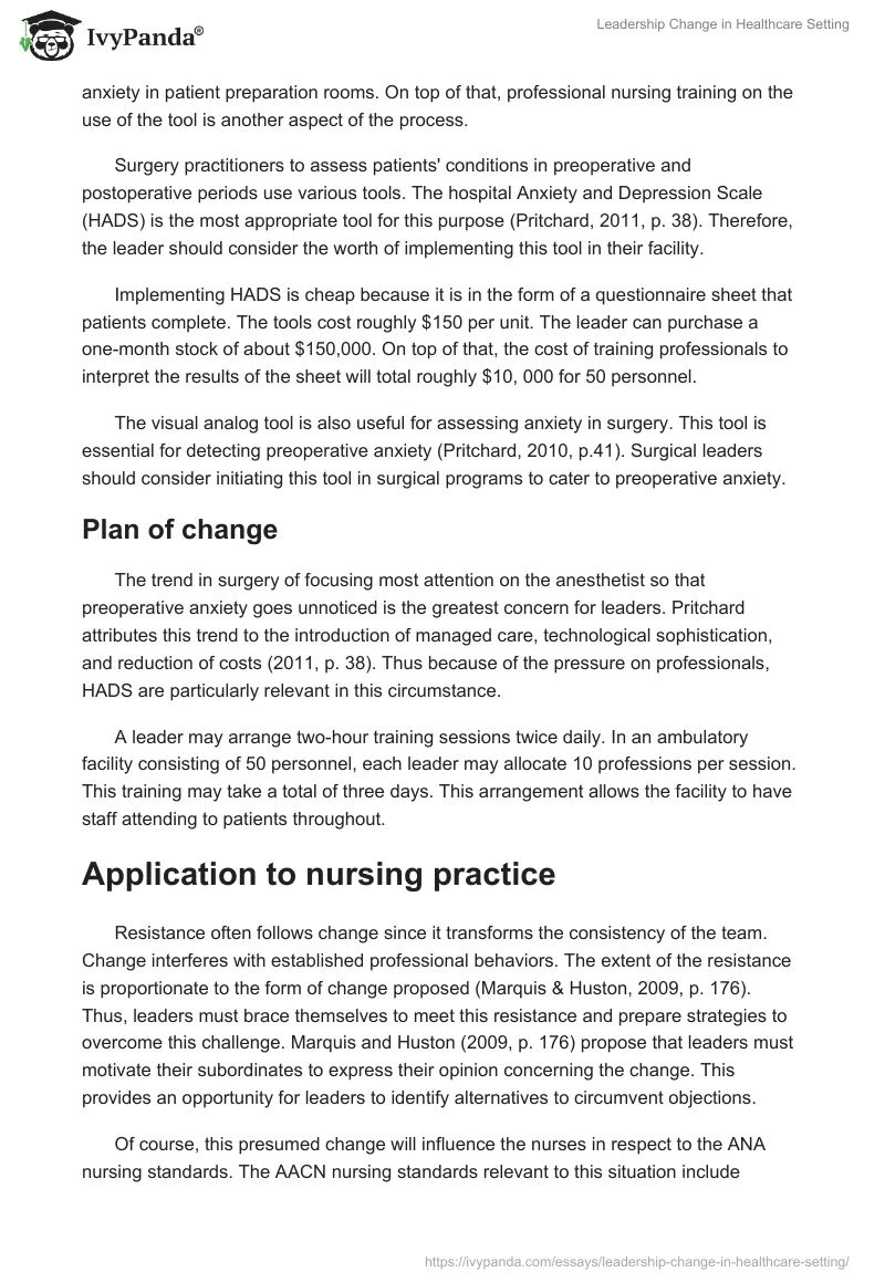 Leadership Change in Healthcare Setting. Page 3