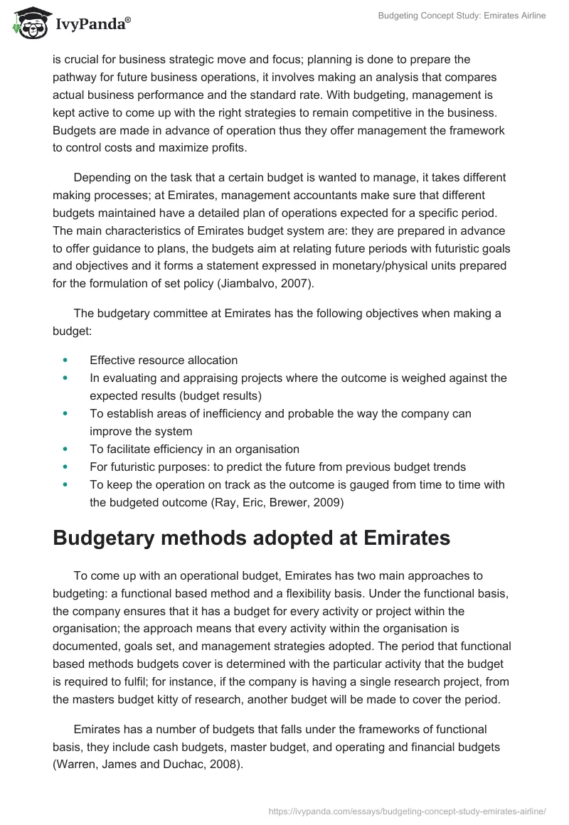 Budgeting Concept Study: Emirates Airline. Page 2