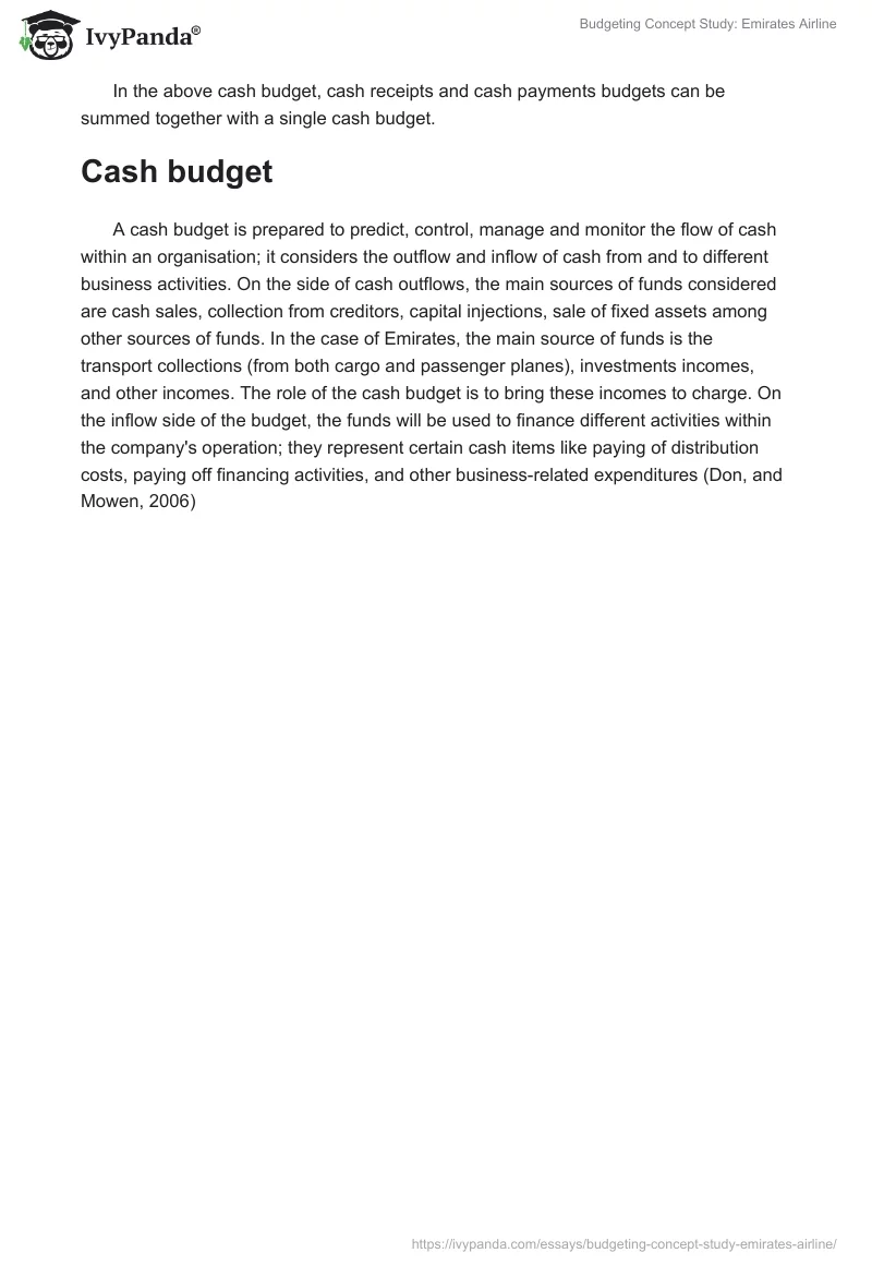Budgeting Concept Study: Emirates Airline. Page 5