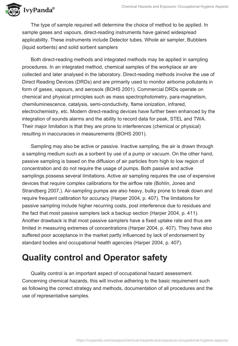 Chemical Hazards and Exposure: Occupational Hygiene Aspects. Page 4