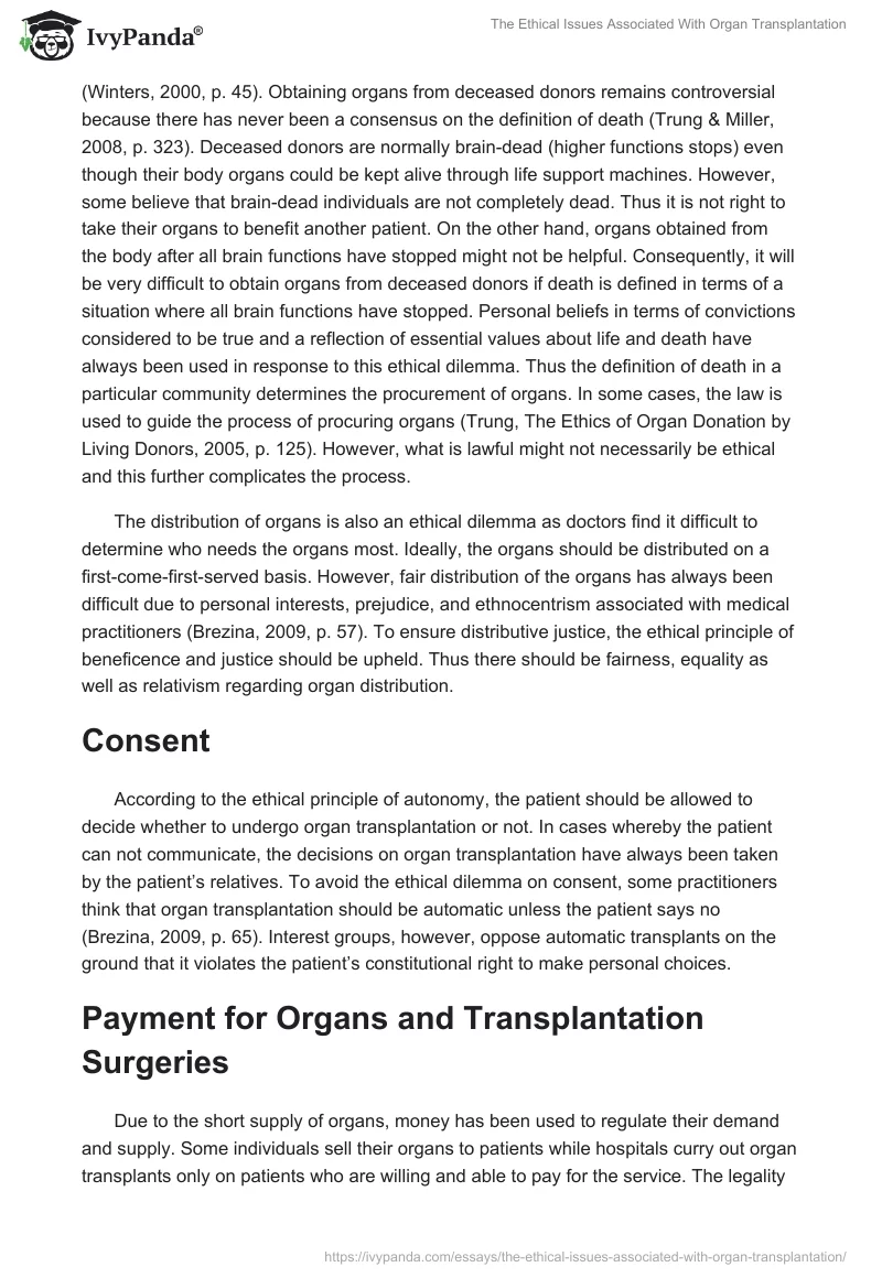 The Ethical Issues Associated With Organ Transplantation. Page 2