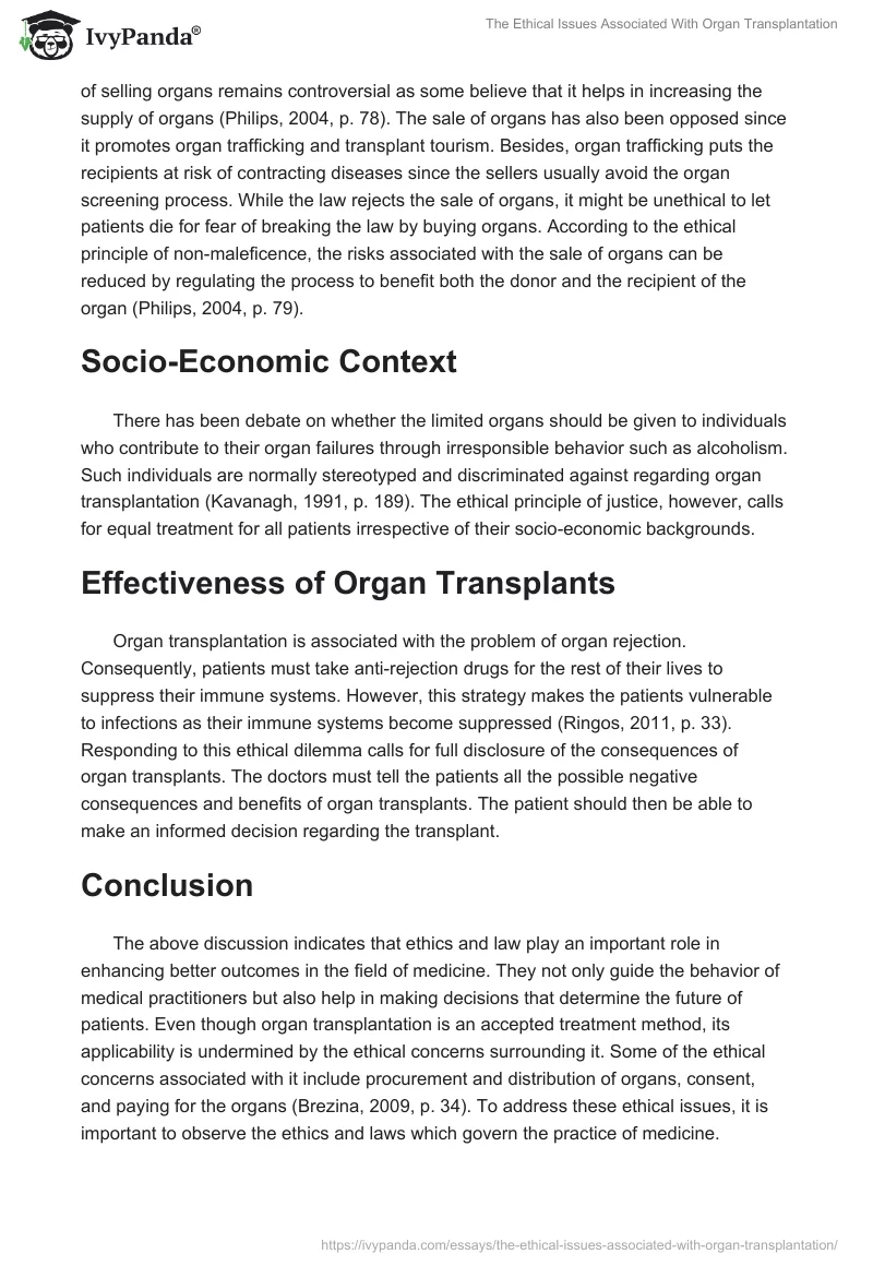 The Ethical Issues Associated With Organ Transplantation. Page 3