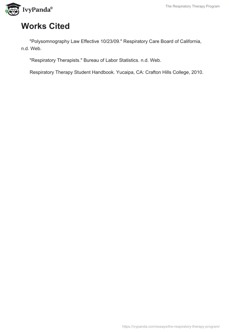The Respiratory Therapy Program. Page 3