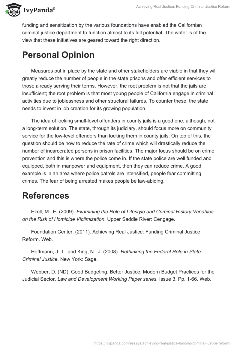 Achieving Real Justice: Funding Criminal Justice Reform. Page 3