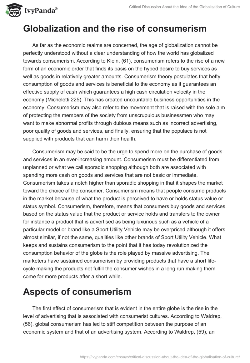Critical Discussion About the Idea of the Globalisation of Culture. Page 4