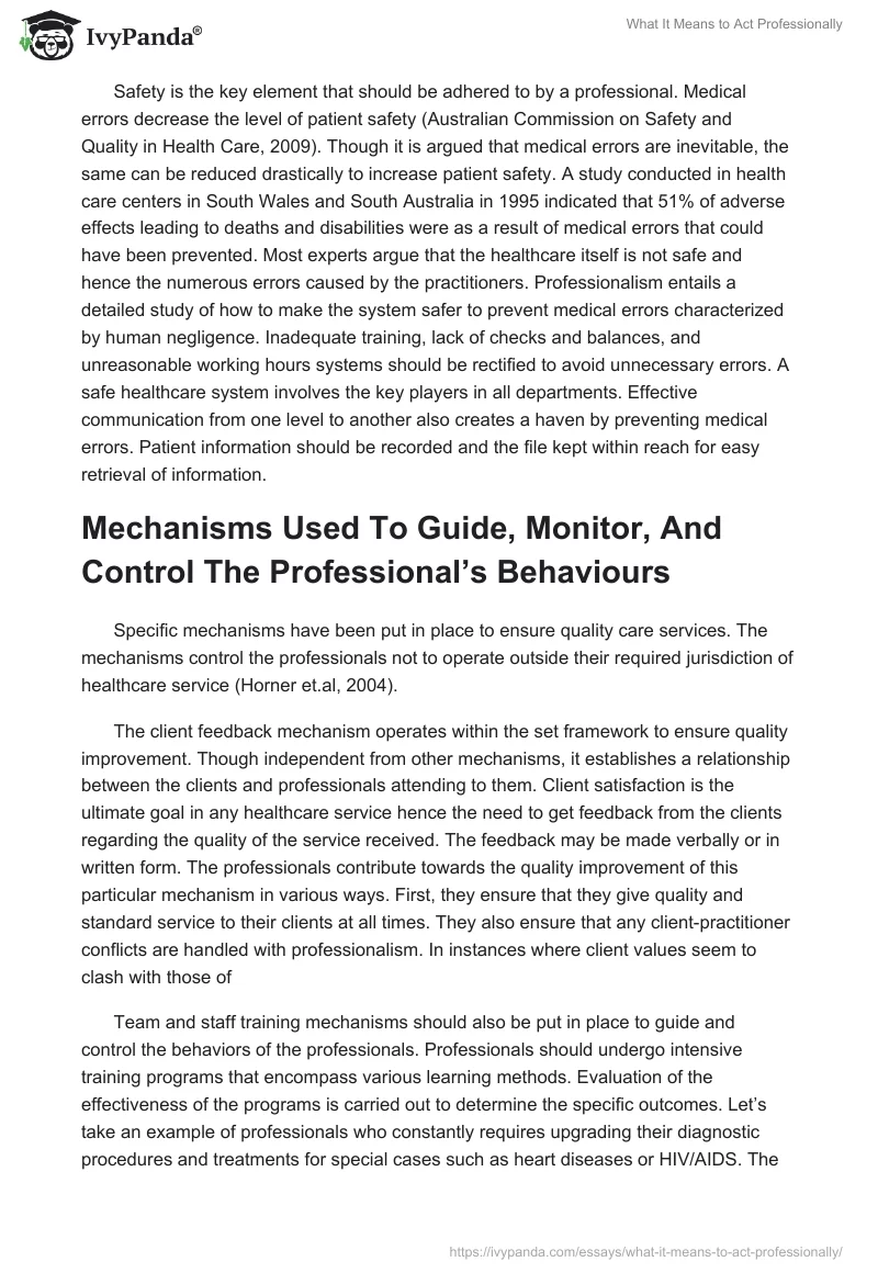 What It Means to Act Professionally. Page 4