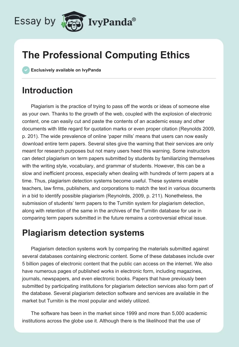 The Professional Computing Ethics. Page 1