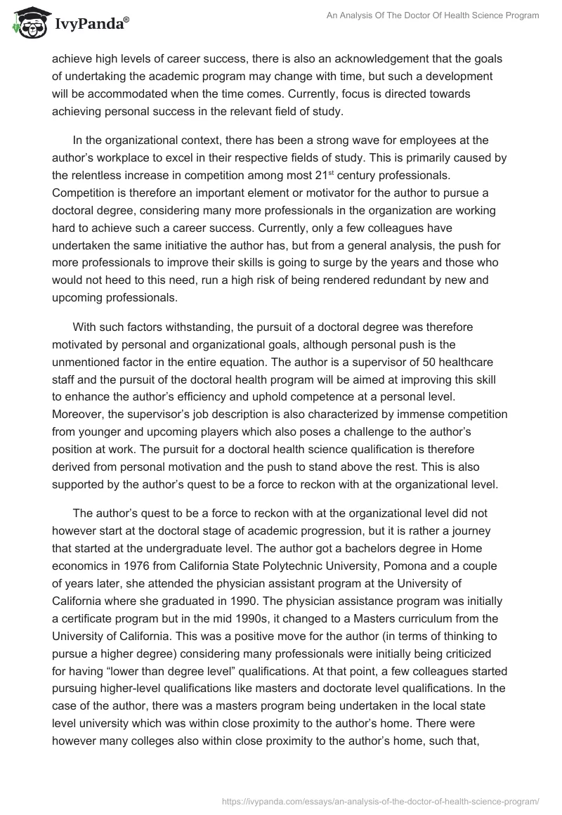 An Analysis Of The Doctor Of Health Science Program. Page 3