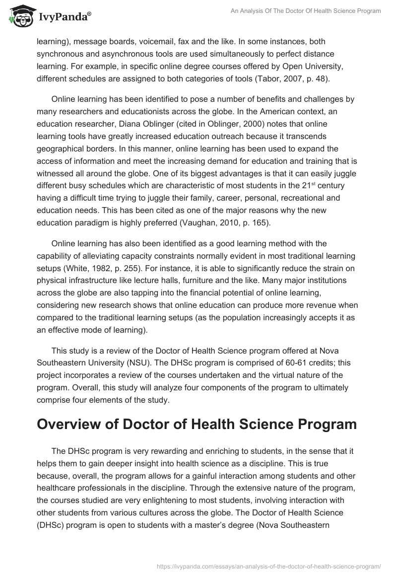 An Analysis Of The Doctor Of Health Science Program. Page 5