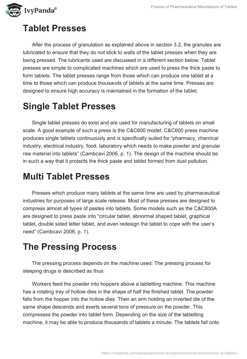 Process of Pharmaceutical Manufacture of Tablets. Page 4