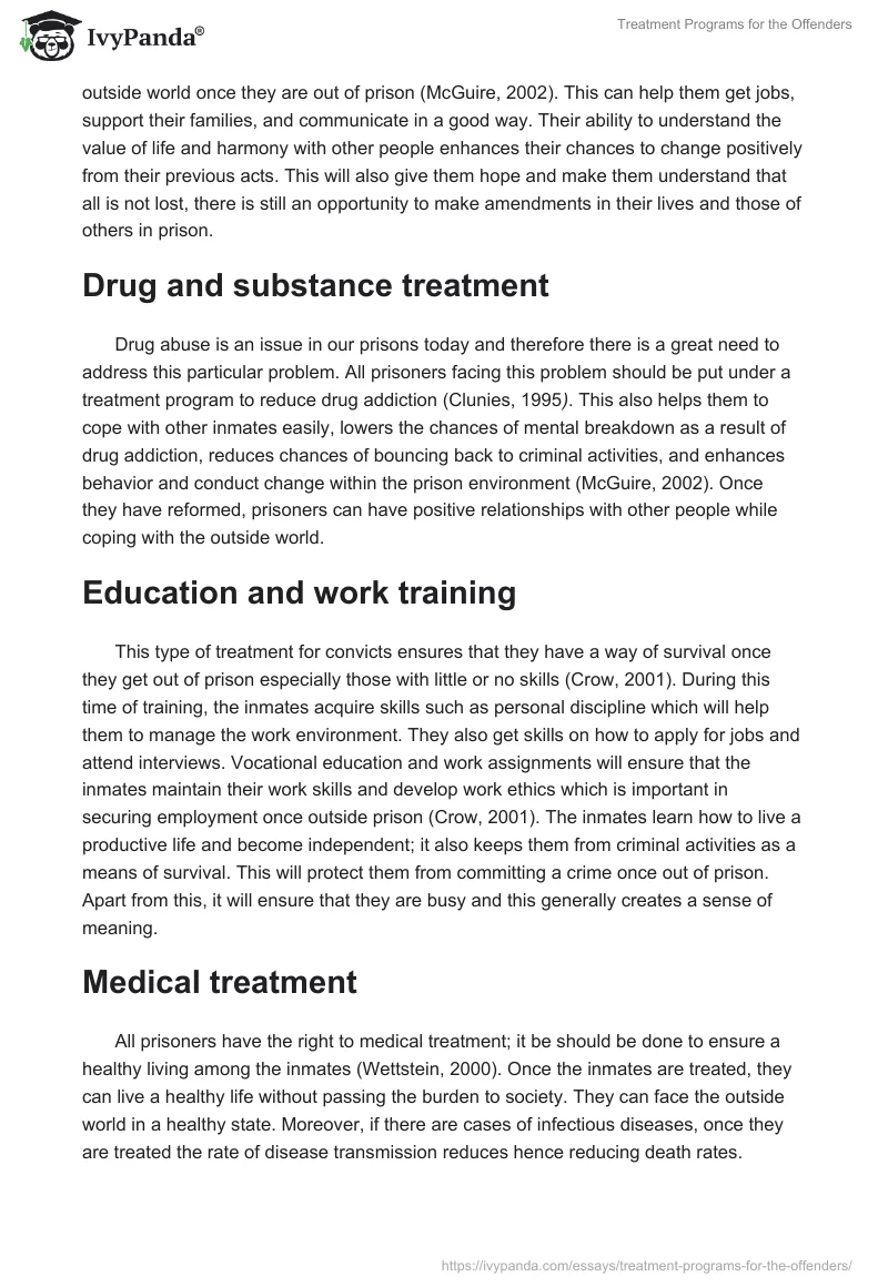 Treatment Programs for the Offenders. Page 2