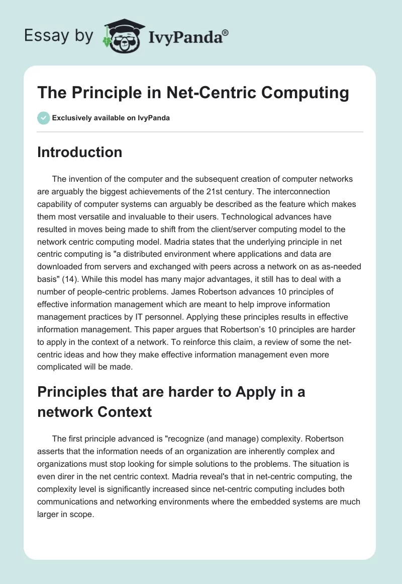 The Principle in Net-Centric Computing. Page 1