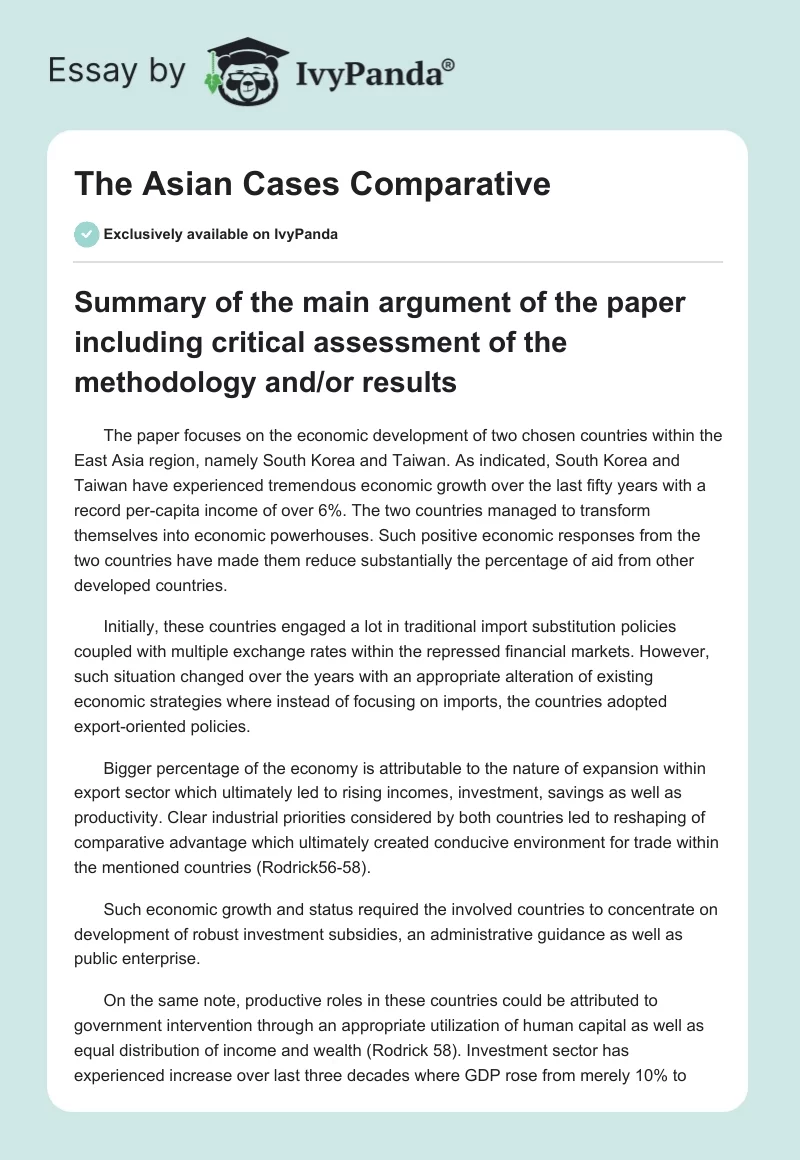 The Asian Cases Comparative. Page 1