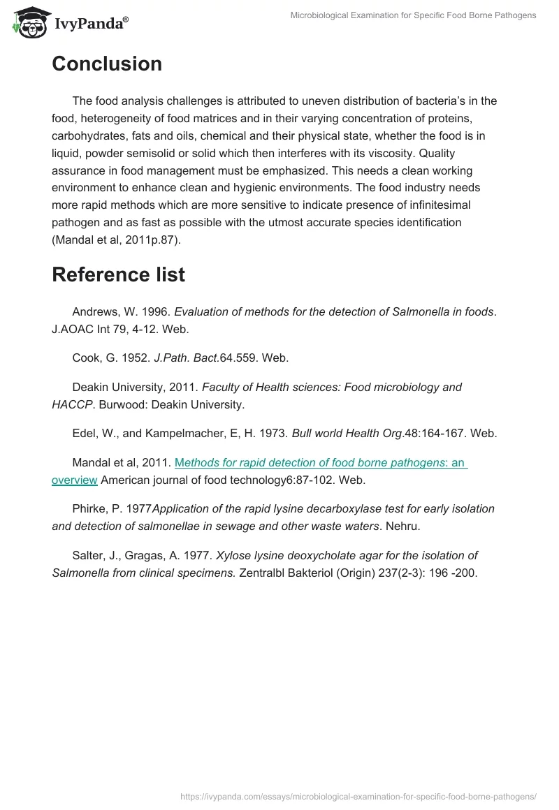 Microbiological Examination for Specific Food Borne Pathogens. Page 5
