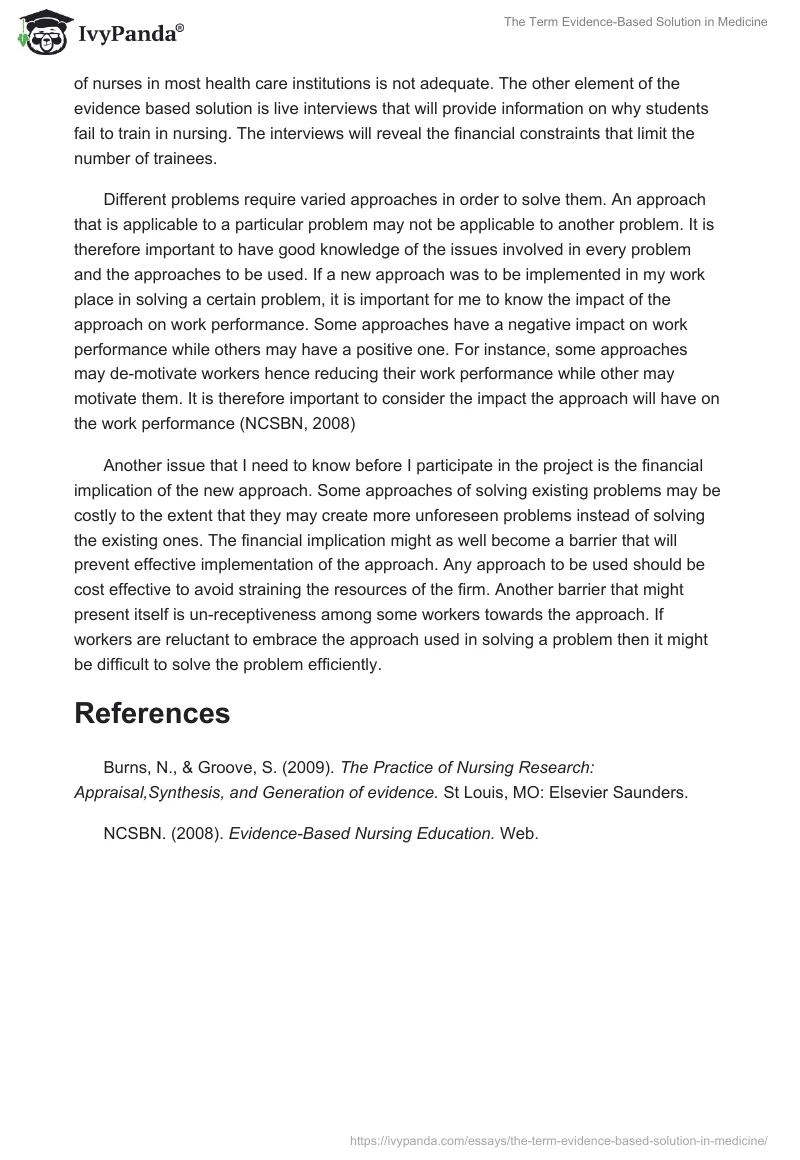 The Term Evidence-Based Solution in Medicine. Page 2