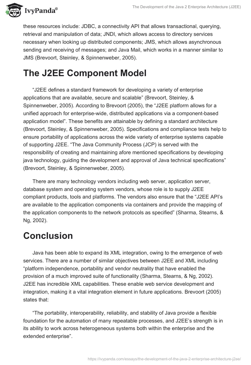 The Development of the Java 2 Enterprise Architecture (J2EE). Page 2