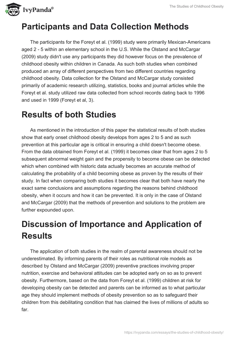 The Studies of Childhood Obesity. Page 2