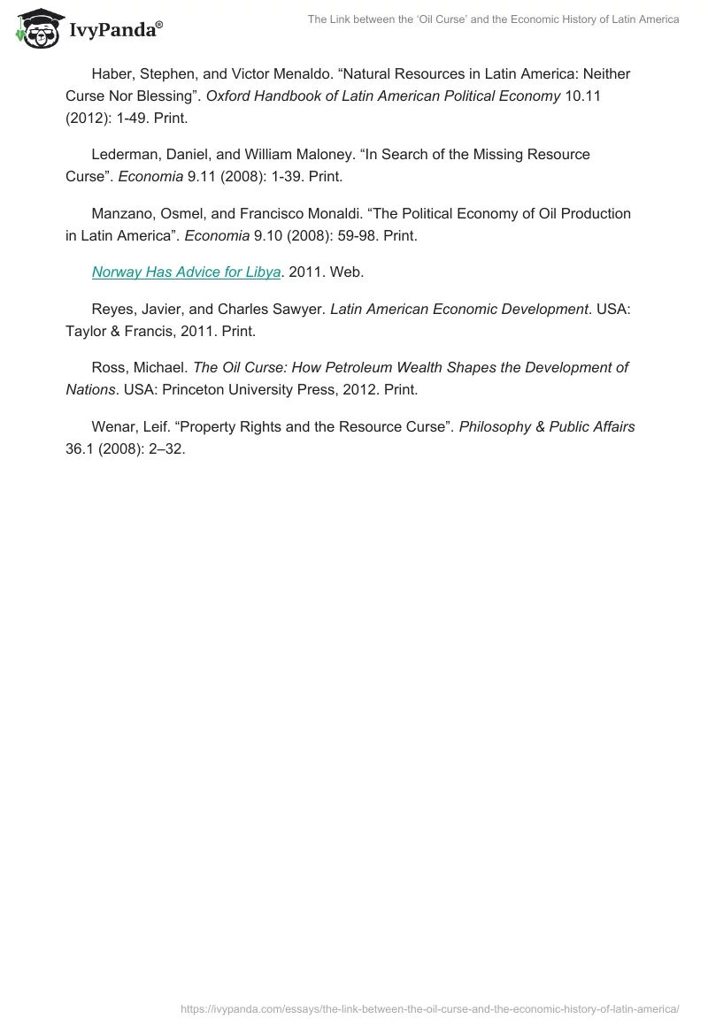 The Link between the ‘Oil Curse’ and the Economic History of Latin America. Page 4