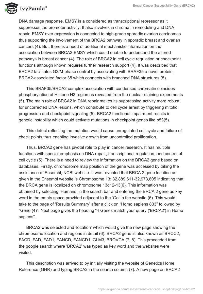 Breast Cancer Susceptibility Gene (BRCA2). Page 2