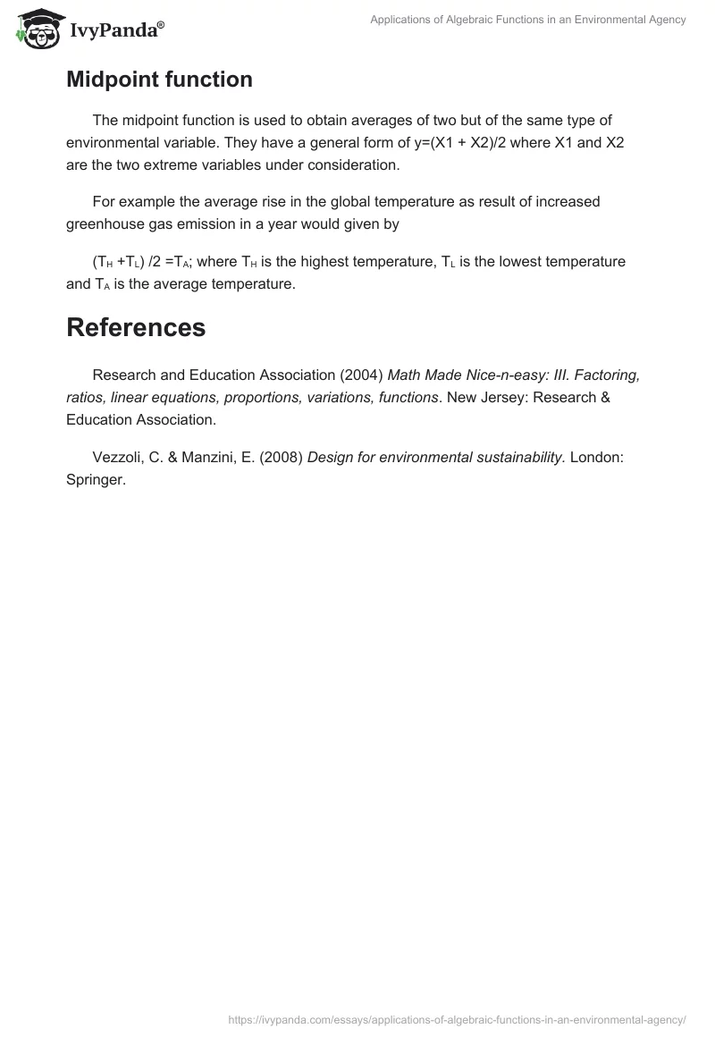 Applications of Algebraic Functions in an Environmental Agency. Page 3