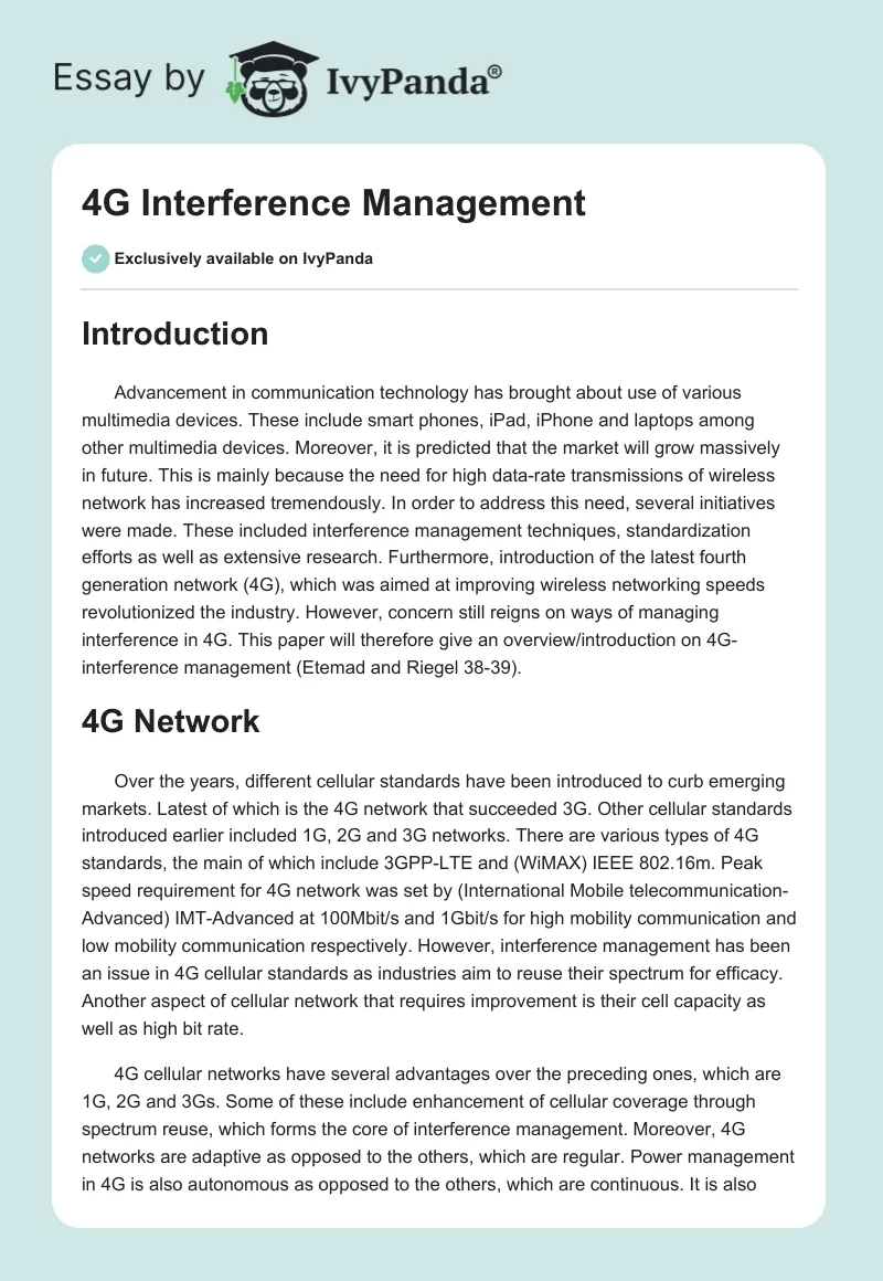 4G Interference Management. Page 1