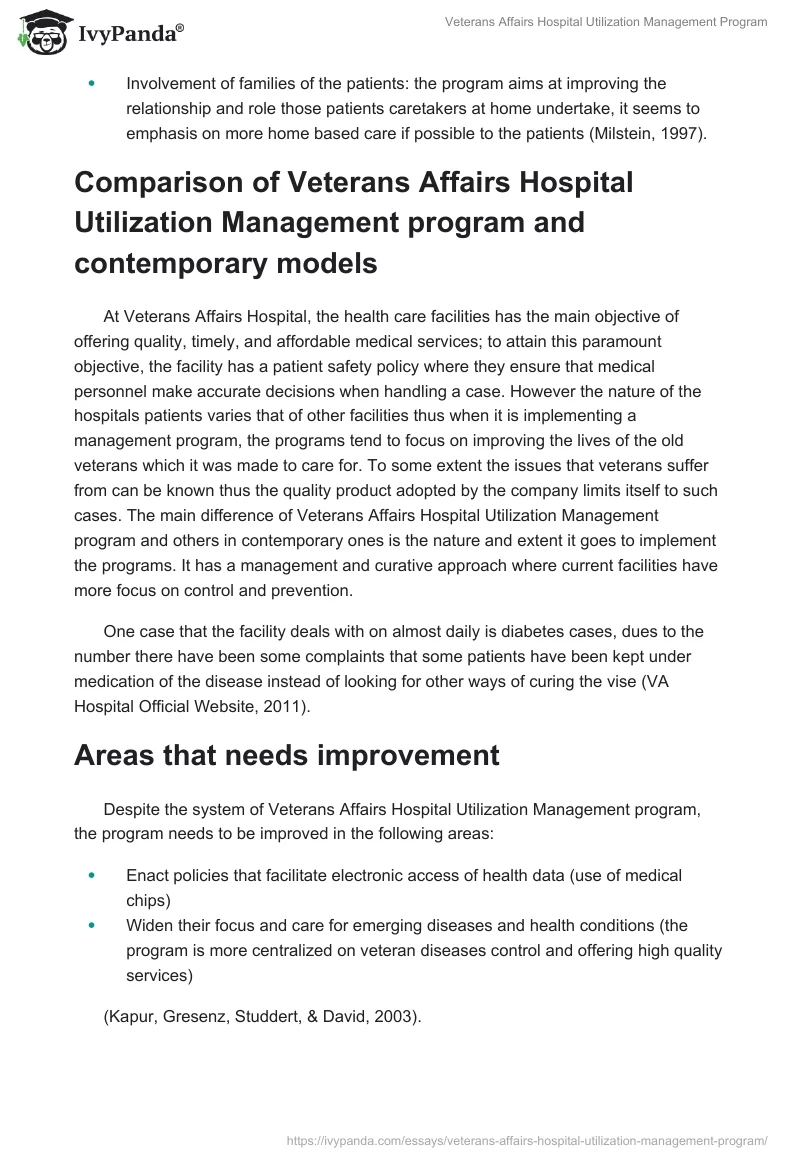 Veterans Affairs Hospital Utilization Management Program. Page 2