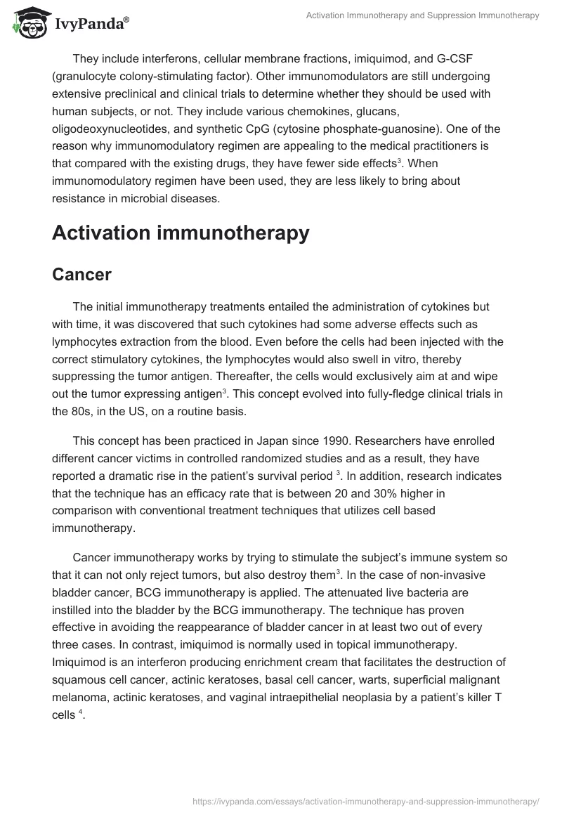Activation Immunotherapy and Suppression Immunotherapy. Page 2