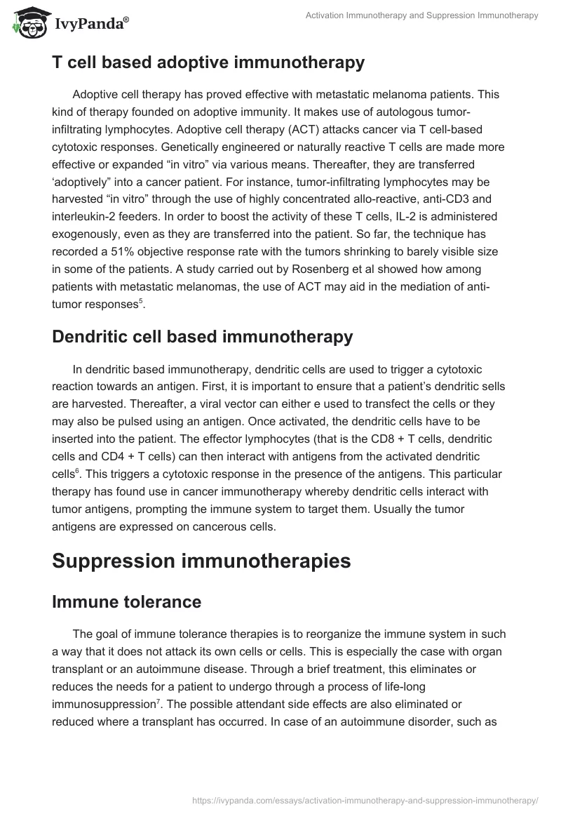 Activation Immunotherapy and Suppression Immunotherapy. Page 3