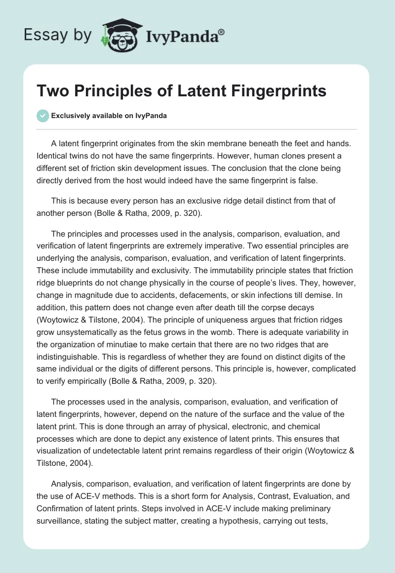Two Principles of Latent Fingerprints. Page 1